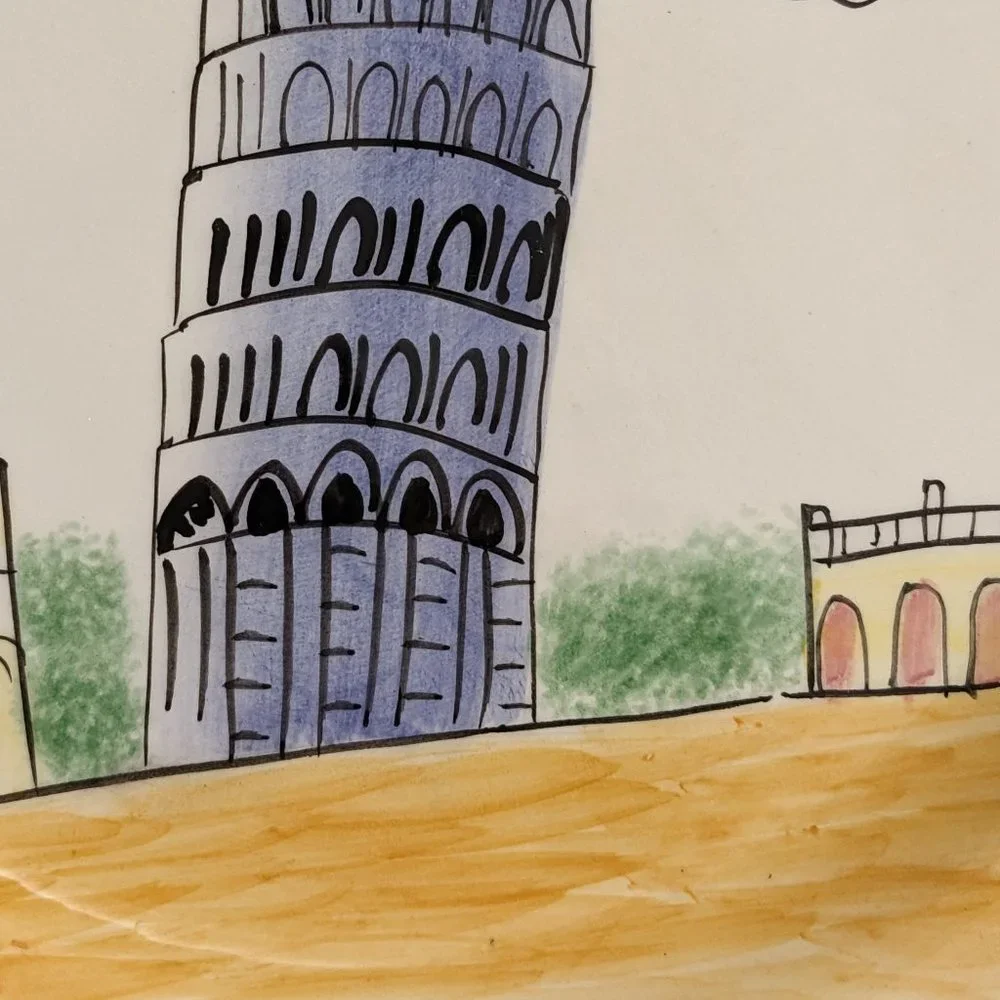 Vtg  8" Oneida Festa Italia Cheese/Salad/Dessert/Appetizers Venice Rome Pair - Picture 4 of 16